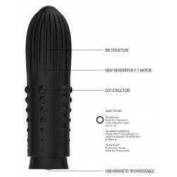 Черная вибропуля Turbo Rechargeable Bullet Lush - 9,8 см.