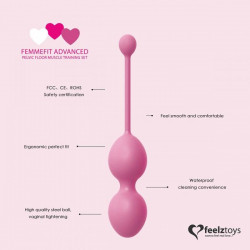 Набор из 3 розовых вагинальных шариков FemmeFit Advanced Pelvic Muscle Training Set Набор из 3 розовых вагинальных шариков FemmeFit Advanced Pelvic Muscle Training Set