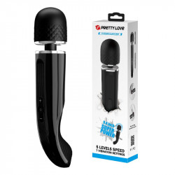 Черный мощный жезловый вибратор с изогнутой ручкой Charming Massager - 24 см. Черный мощный жезловый вибратор с изогнутой ручкой Charming Massager - 24 см.