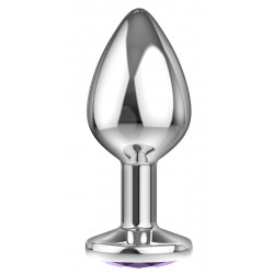 Малая серебристая анальная пробка Diamond Purple Sparkle Small с фиолетовым кристаллом - 7 см. Малая серебристая анальная пробка Diamond Purple Sparkle Small с фиолетовым кристаллом - 7 см.