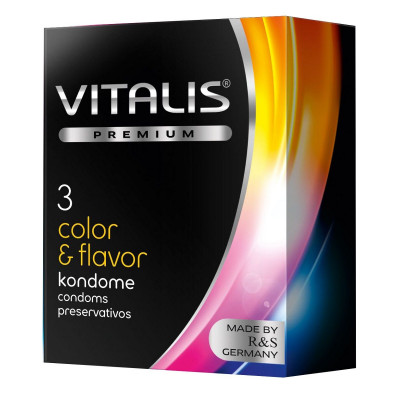 Цветные ароматизированные презервативы VITALIS PREMIUM color flavor - 3 шт.