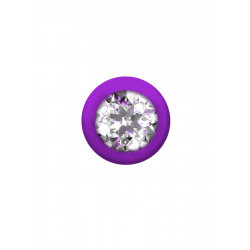 Фиолетовая анальная цепочка с кристаллом Buddy - 17,7 см.