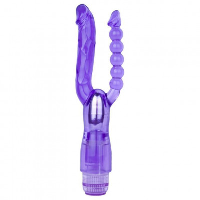 Фиолетовый анально-вагинальный вибратор Extreme Dual Vibrator - 25 см.