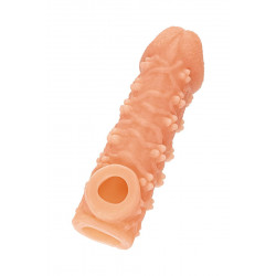Телесная закрытая насадка с пучками шишечек Cock Sleeve 009 Size M - 15,6 см.