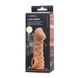 Телесная закрытая насадка с пучками шишечек Cock Sleeve 009 Size M - 15,6 см.