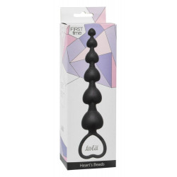Чёрная анальная цепочка Heart s Beads Black - 18 см.