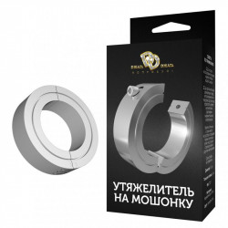 Серебристый большой гладкий утяжелитель на мошонку с ключиком Серебристый большой гладкий утяжелитель на мошонку с ключиком