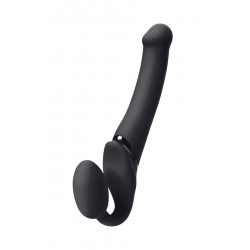 Черный безремневой вибрострапон Silicone Bendable Strap-On - size M