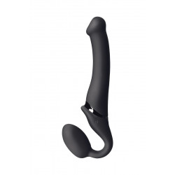 Черный безремневой вибрострапон Silicone Bendable Strap-On - size M