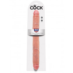Телесный двусторонний фаллоимитатор 16 Thick Double Dildo - 40,6 см.