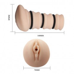 Мастурбатор-вагина с утягивающими кольцами Rossi Flesh 3D