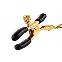 Чёрные с золотом зажимы на соски Gold Chain Nipple Clamps Чёрные с золотом зажимы на соски Gold Chain Nipple Clamps