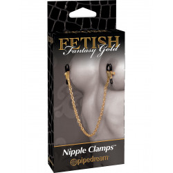 Чёрные с золотом зажимы на соски Gold Chain Nipple Clamps Чёрные с золотом зажимы на соски Gold Chain Nipple Clamps