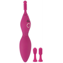 Ярко-розовый клиторальный вибратор с 3 насадками Spot Vibrator with 3 Tips - 17,9 см. Ярко-розовый клиторальный вибратор с 3 насадками Spot Vibrator with 3 Tips - 17,9 см.