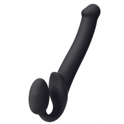 Черный безремневой страпон Silicone Bendable Strap-On - size M Черный безремневой страпон Silicone Bendable Strap-On - size M