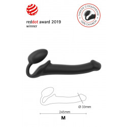 Черный безремневой страпон Silicone Bendable Strap-On - size M Черный безремневой страпон Silicone Bendable Strap-On - size M