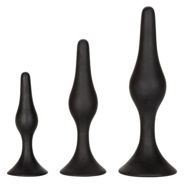 Набор черных силиконовых анальных пробок Silicone Anal Starter Kit Набор черных силиконовых анальных пробок Silicone Anal Starter Kit